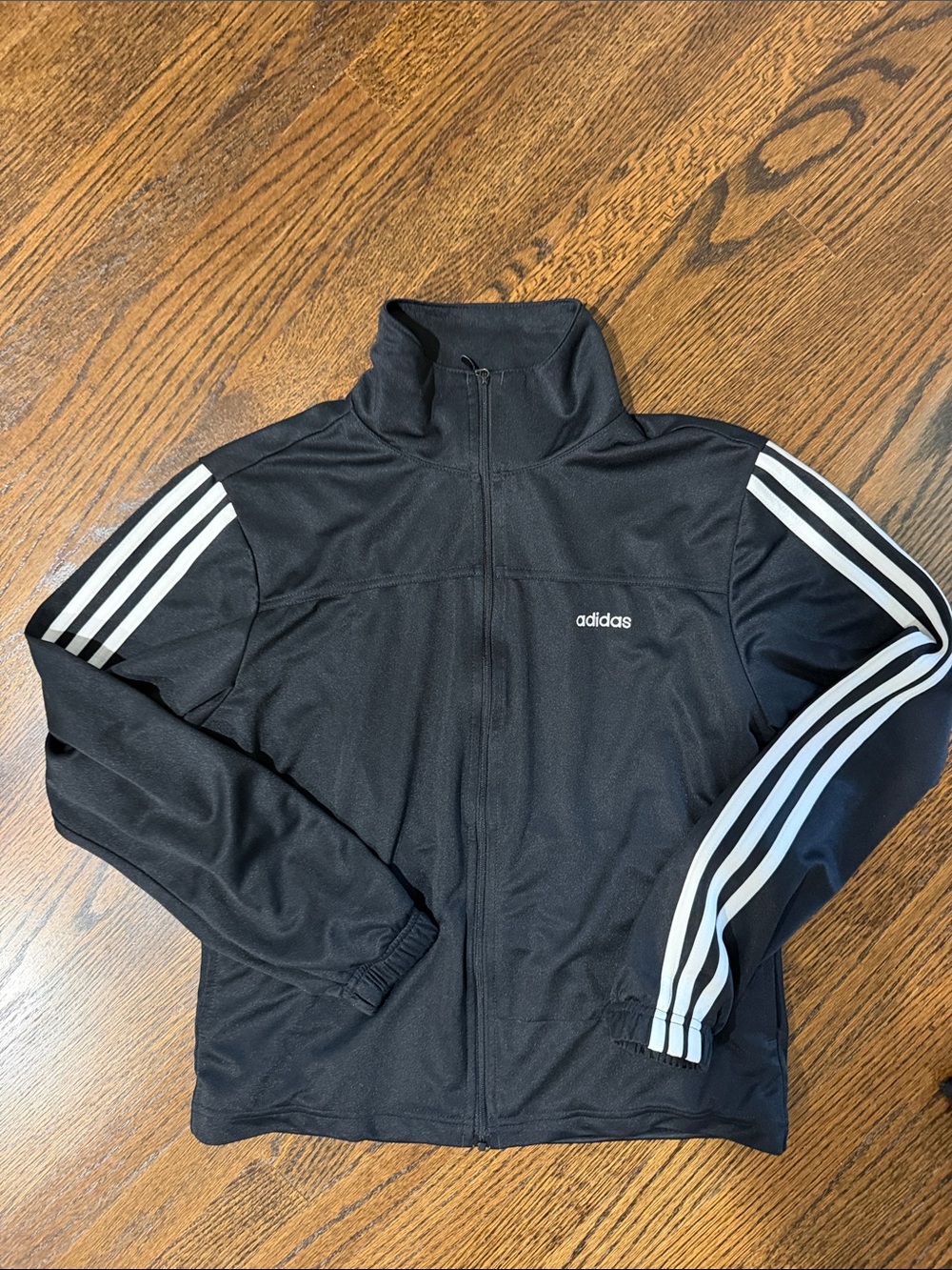 adidas Black Track Jacket with White Three-Stripes